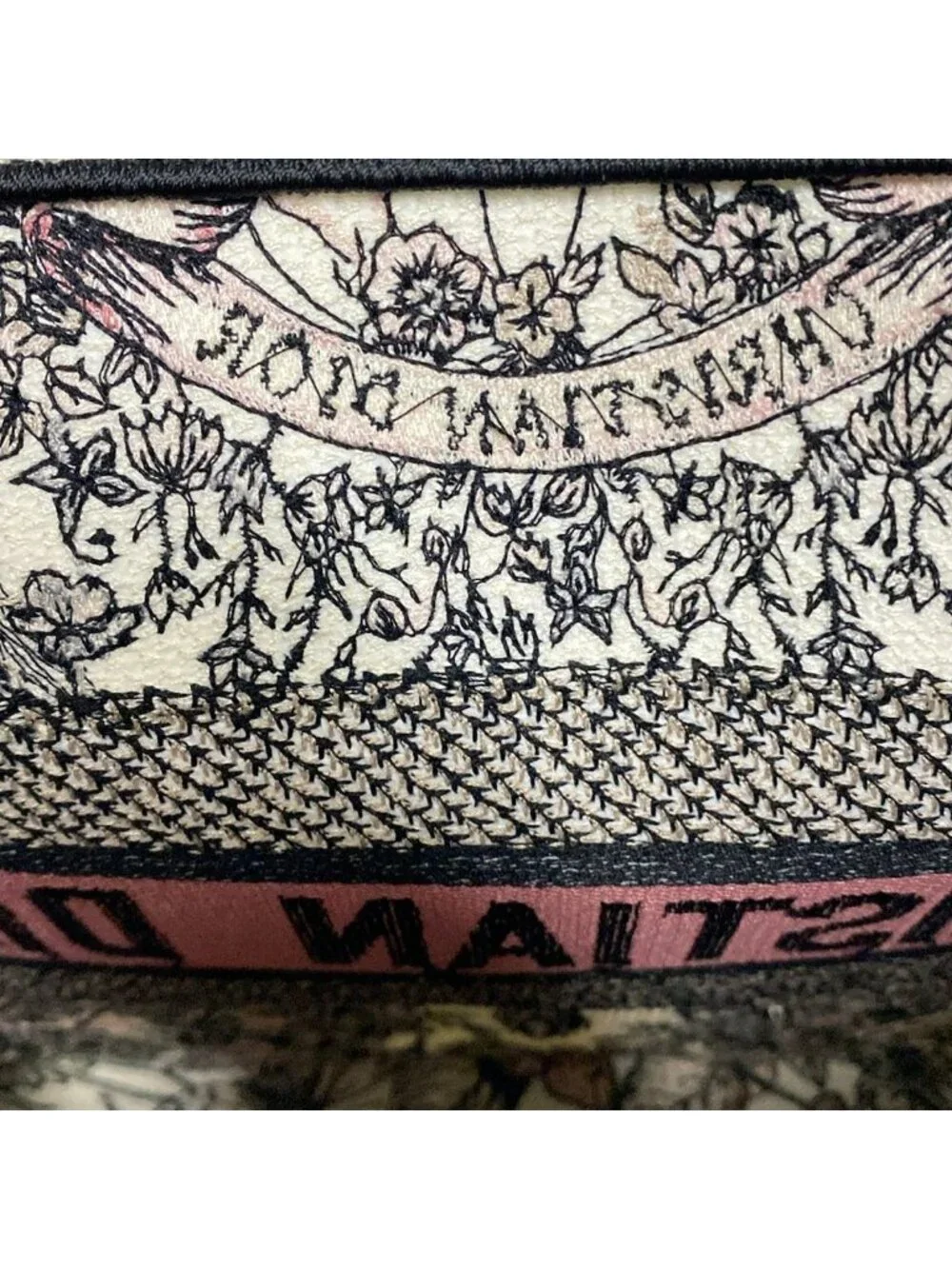 Dior Tote Book Vintage Small White Black Pink